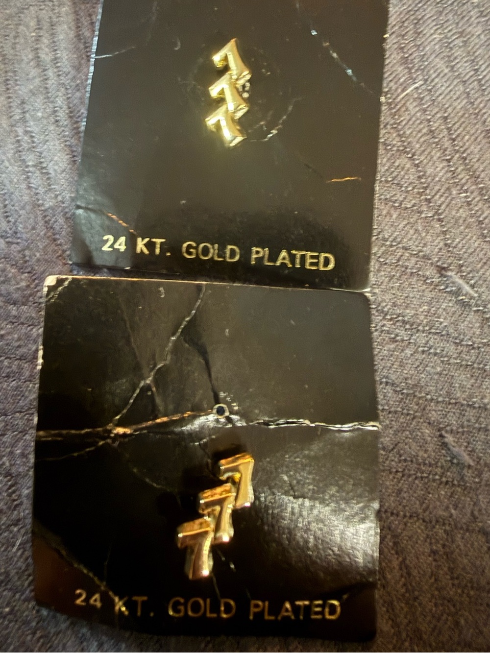 Vintage Triple 7 Lucky Pins | 24K Gold Plated Casino Good Luck Pins.